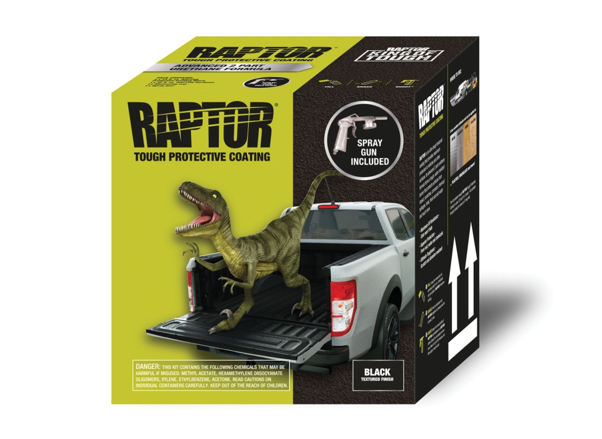 1 US Gallon 2.6 VOC Raptor Liner Kit with Gun, Black