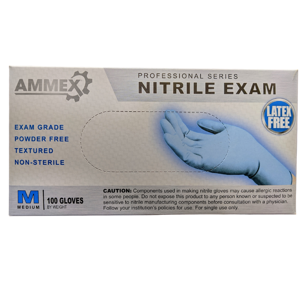 AMX-APFN44100 Blue Nitrile Powder Free Exam Glove, Medium