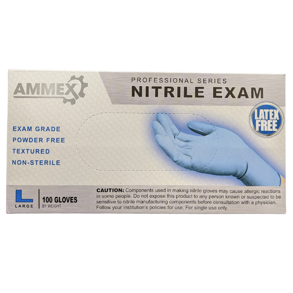 AMX-APFN46100 Blue Nitrile Powder Free Exam Glove, Large