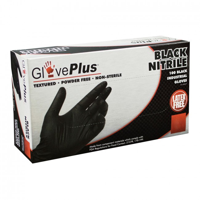 Picture of Ammex AMX-GPNB44100 GlovePlus Black Nitrile Powder Free Industrial Glove&#44; Medium