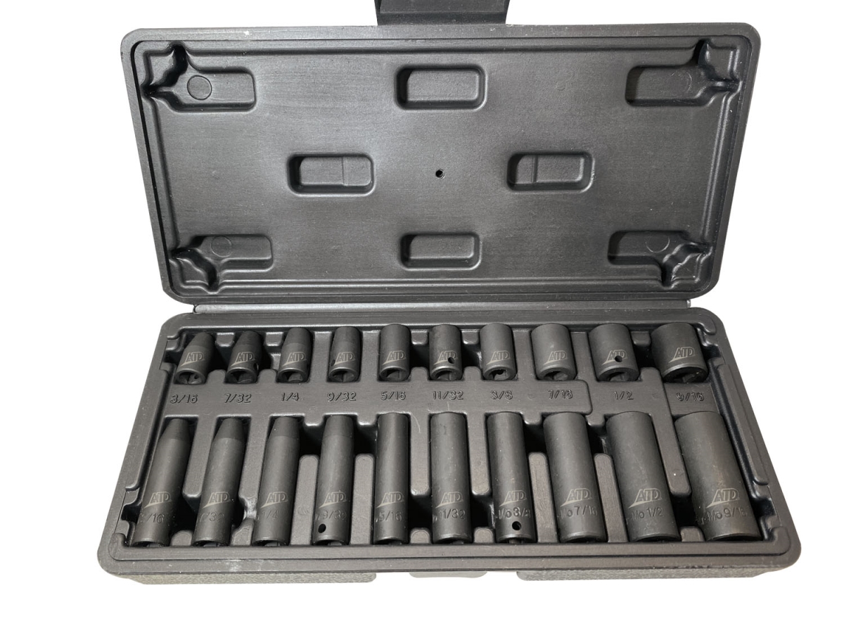 ATD Tools ATD-2220 0.25 in. Drive 6 Point SAE Standard & Deep Impact Socket Set, 20 Piece