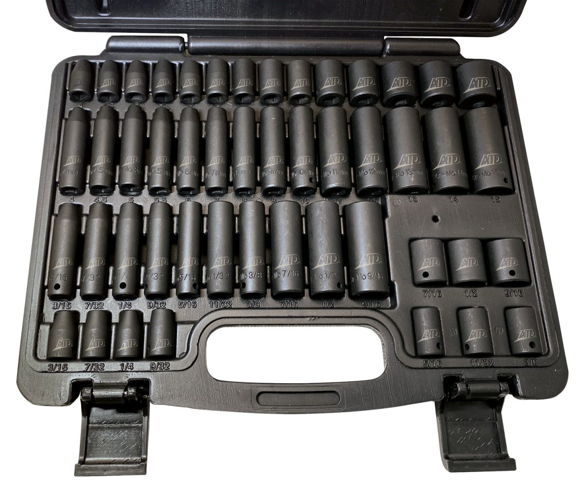 ATD Tools ATD-2248 0.25 in. Drive SAE & Metric 6-Point Standard Impact Socket Set - 48 Piece