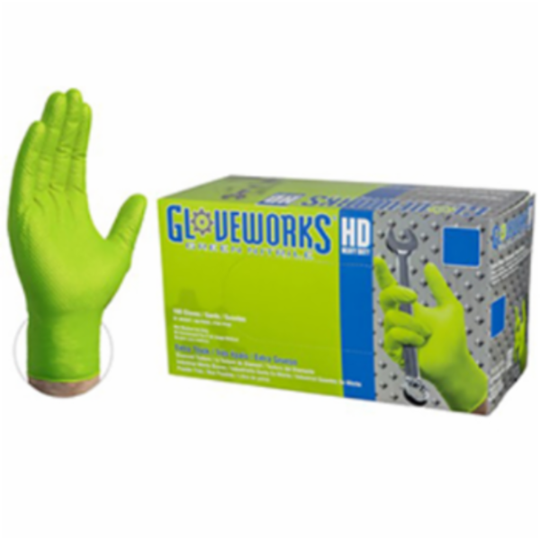 Picture of Ammex Gloves AMX-GWGN48100 Gloveworks Nitrile Industrial Latex Free Disposable Gloves, HD Green - Extra Large