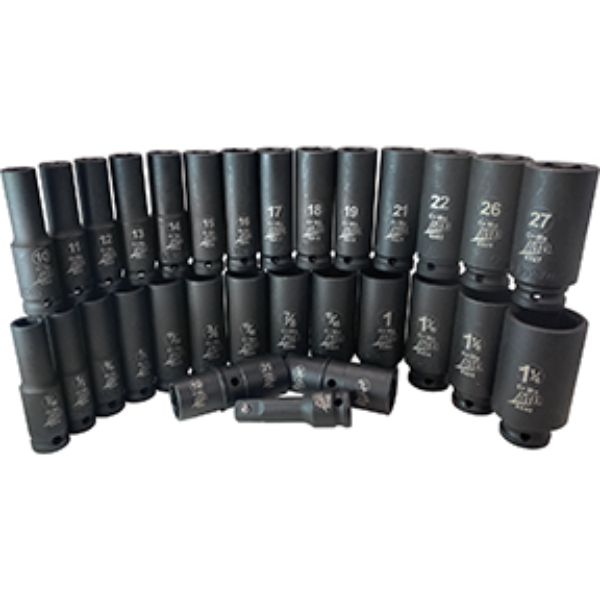 ATD Tools ATD-4930 0.5 in. Drive 6 Point SAE & Metric Deep Impact Socket Set