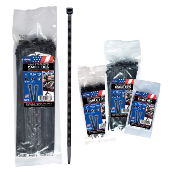 7 in. 50 lbs Heat Stabilized Cable Ties, 1000 Piece