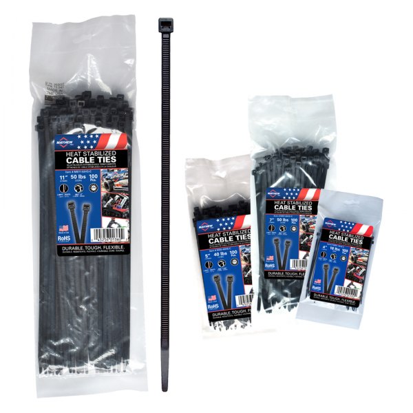 11 in. 50 lbs Heat Stabilized Cable Ties, 100 Piece