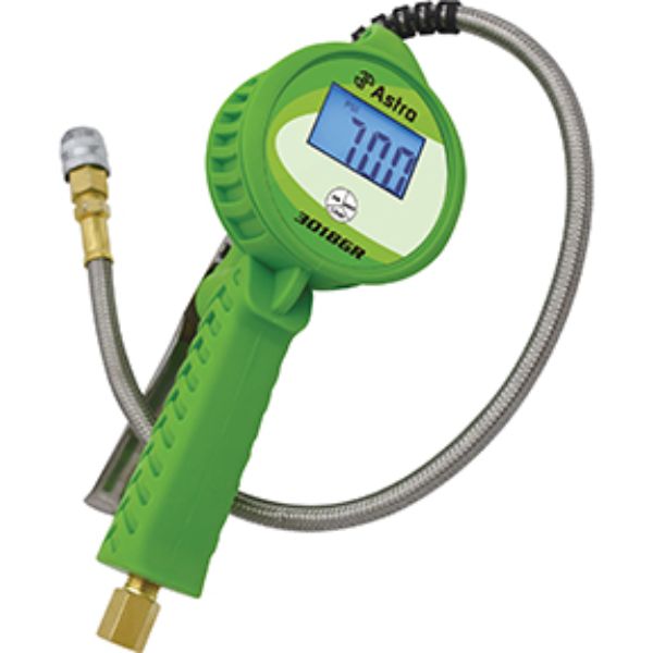Digital Tire Inflator with Stainless Steel Hose & Push-Lock Coupler Chuck, Green