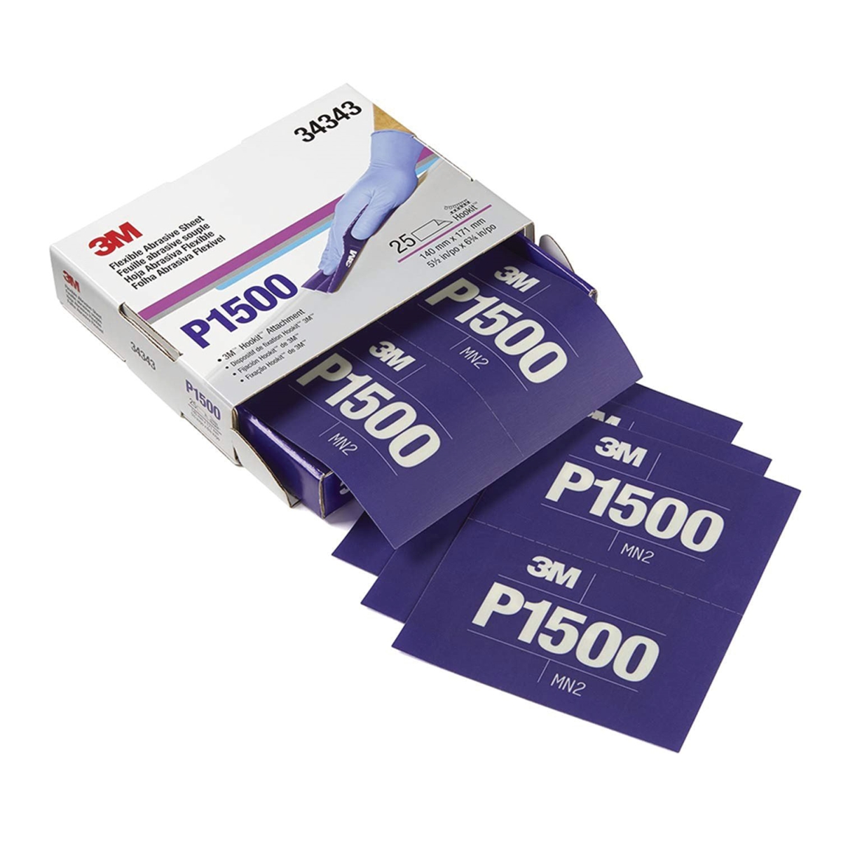 MMM-34343 5.5 x 6.8 in. Hookit Flexible Abrasive Hand Sheet