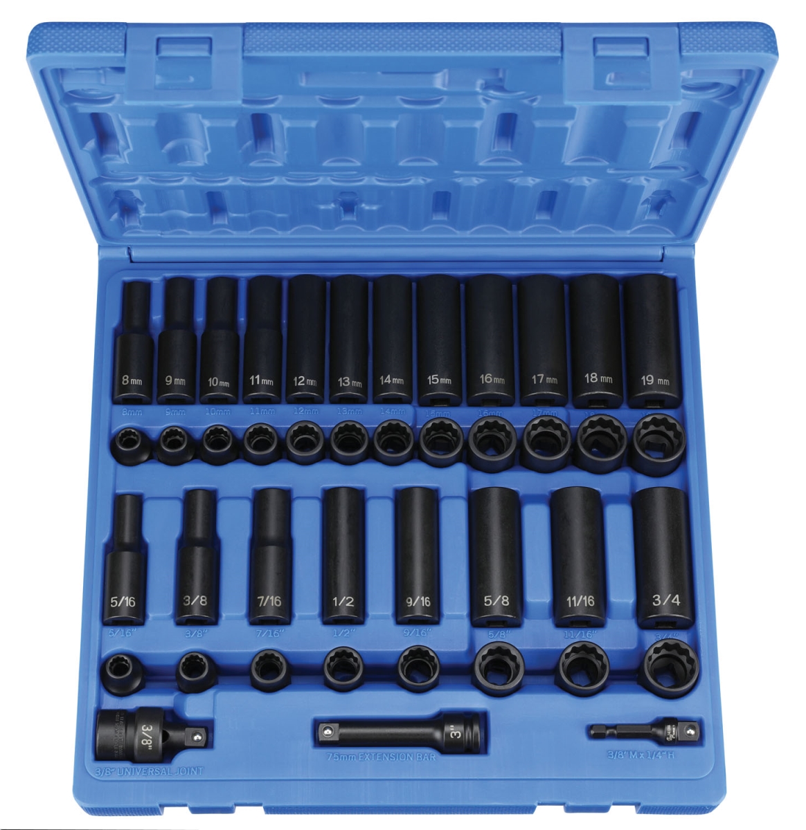 GRY-1643RD 0.38 in. Drive Standard & Deep Length Impact Set