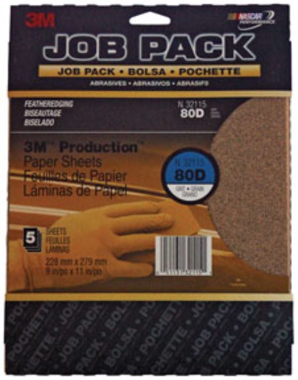 MMM-32115 9 x 11 in. 80D Grit Production Abrasive Sheet - 5 per Pack