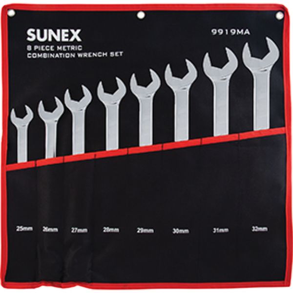 Fully Polished Metric V-Groove Combination Wrench Set