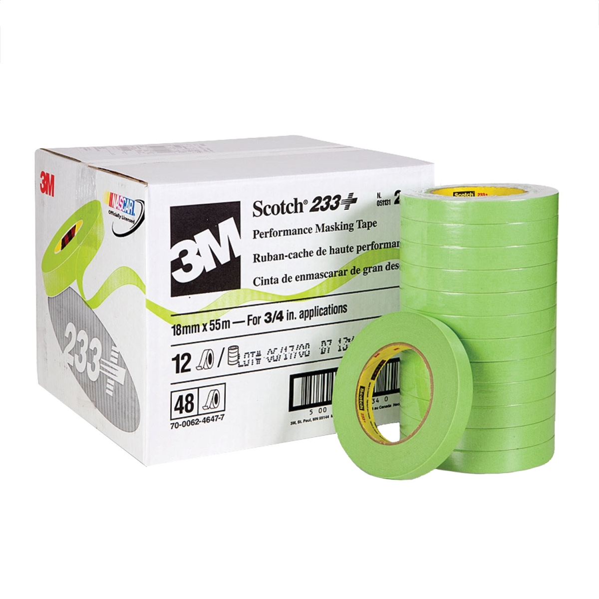 MMM-26334CS 0.75 in. 233 Plus Grit Scotch Premium Tape, Green - 48 per Case