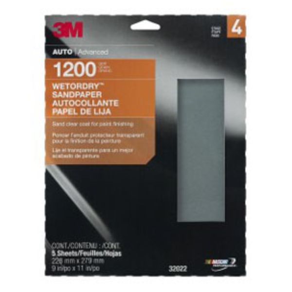 MMM-32022 9 x 11 in. P1200Grit Wetordry Abrasive Sheet - 5 Sheet per Pack