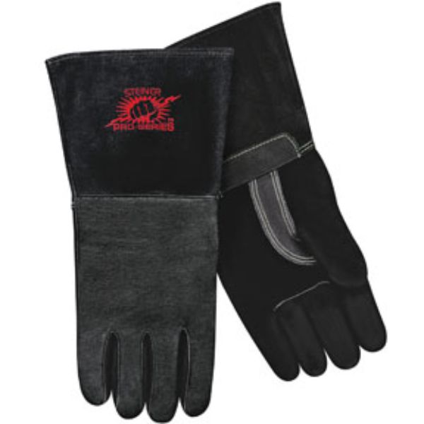 STI-P760-L SPS Pigskin Palm MIG Gloves with Foam Lined Back, Black - Large -  Steiner Industries