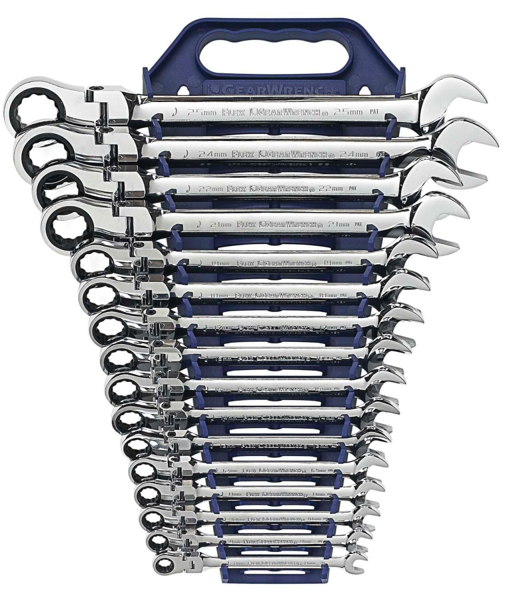 KDT-9902D 12 Point Flex Head Ratcheting Combination Metric Wrench Set - 16 Piece -  Gearwrench