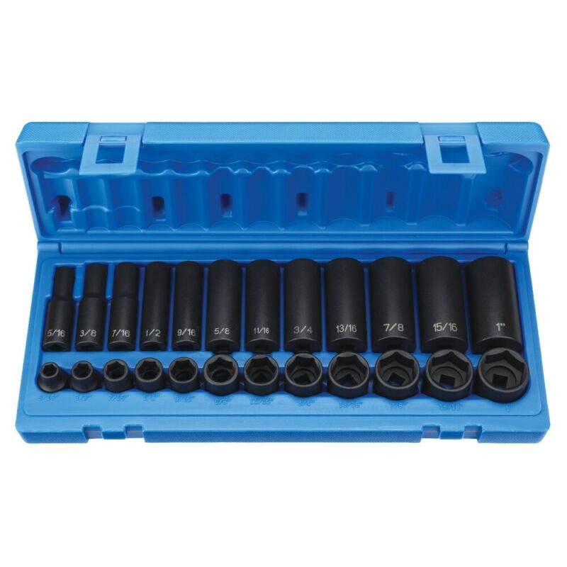 0.38 in. Drive Standard & Deep Length Impact Socket Set
