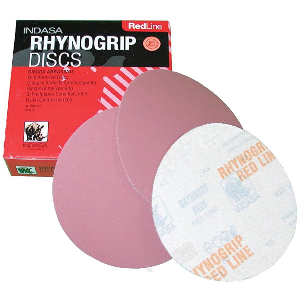 6 in. 600 Grit Rhynogrip Red Line Hook & Loop DA Sandpaper - 50 per Box
