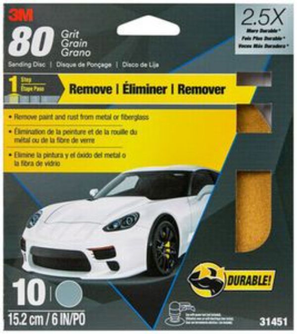 MMM-31451 6 in. 80 Grit Sanding Disc - Pack of 10