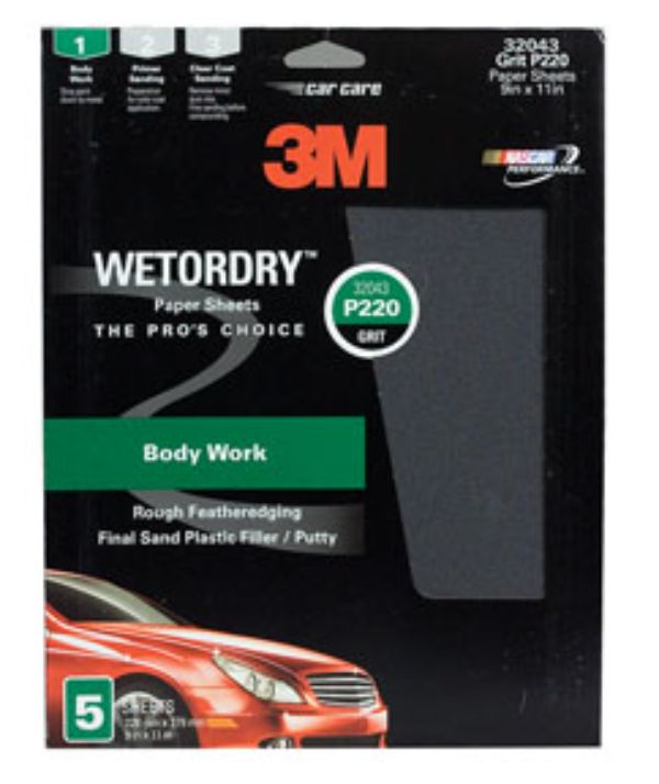 MMM-32043 9 x 11 in. P220Grit Wetordry Abrasive Sheet - 5 Sheet per Pack