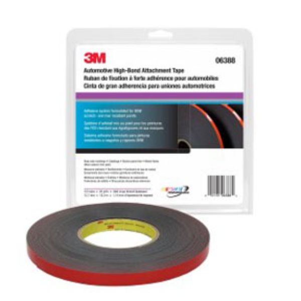 MMM-6388 0.5 in. x 20 Yards Acrylic Attachment Tape, Black