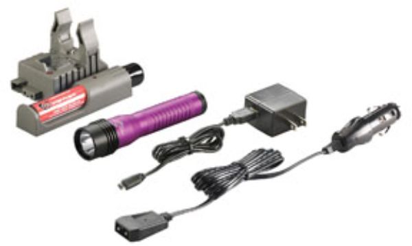 Strion LED HL Rechargeable Flashlight with 120V AC & 12V DC Piggyback Charger, Purple -  BallsBeyond, BA3042683