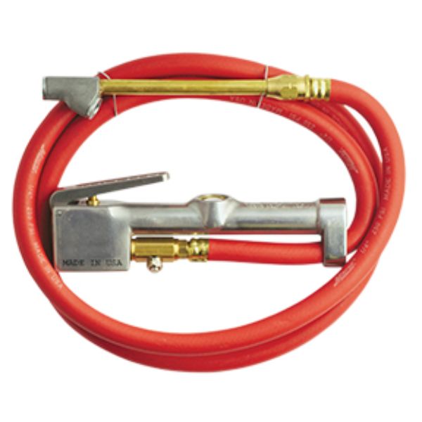 Inflator Gauge Complete with Dual-Head Straight Foot Chuck & 5 ft. Hose