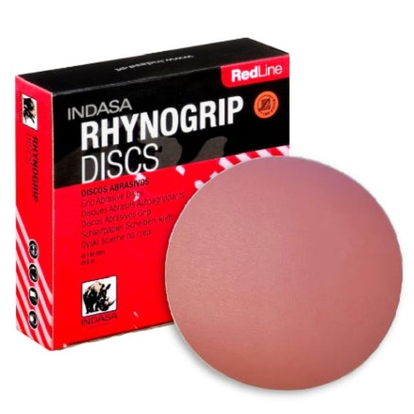 6 in. P400 Grit Rynogrip Red Line cloth hook and eye DA Paper Disc - 50 per Box