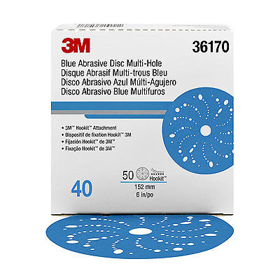 6 in. Hookit Blue Abrasive Disc Multi-Hole, 40 Grade