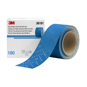 -36191 2.75 in. x 13 Yards Hookit Blue Abrasive Sheet Roll Multi-Hole, 180 Grade
