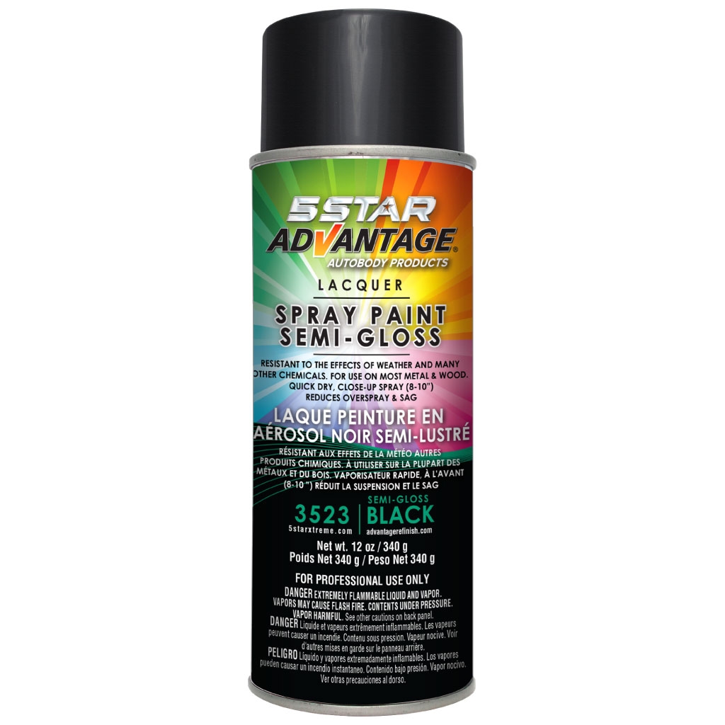 5SA-3523 12 oz Lacquer Semi-Gloss Black Aerosol Enamel Spray Paint