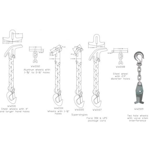 KEI-WW2101 1-4 Scale Steel Wheel Anchor-Type Chain Assembly