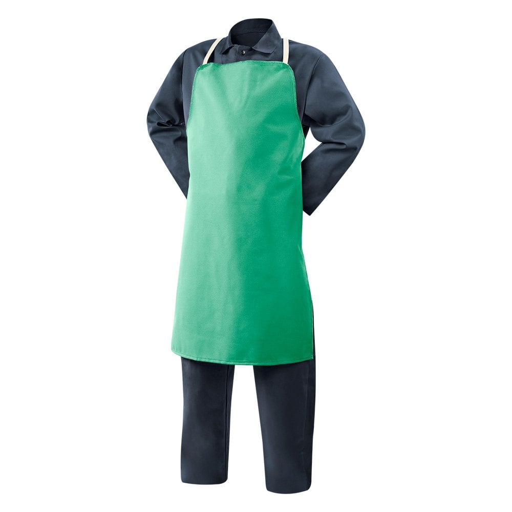 STI-10325 Flame Resistant Cotton Welding Bib Apron, Green - 36 x 24 in.