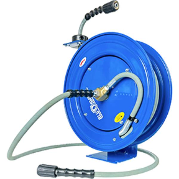 Picture of BluBird BLB-PWRDA14100-NM 0.25 in. x 100 ft. BlueShield Polyester Pressure Washer Hose Reel Dual Arm Assembly - Non Marking