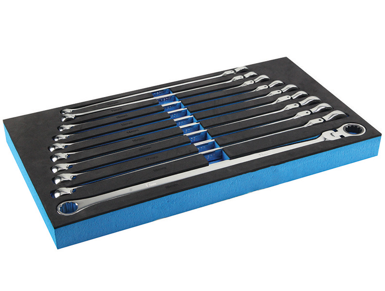 ATD Tools ATD-6510 Metric XL Flex Head Spline Ratcheting Box End Wrench Set - 10 Piece