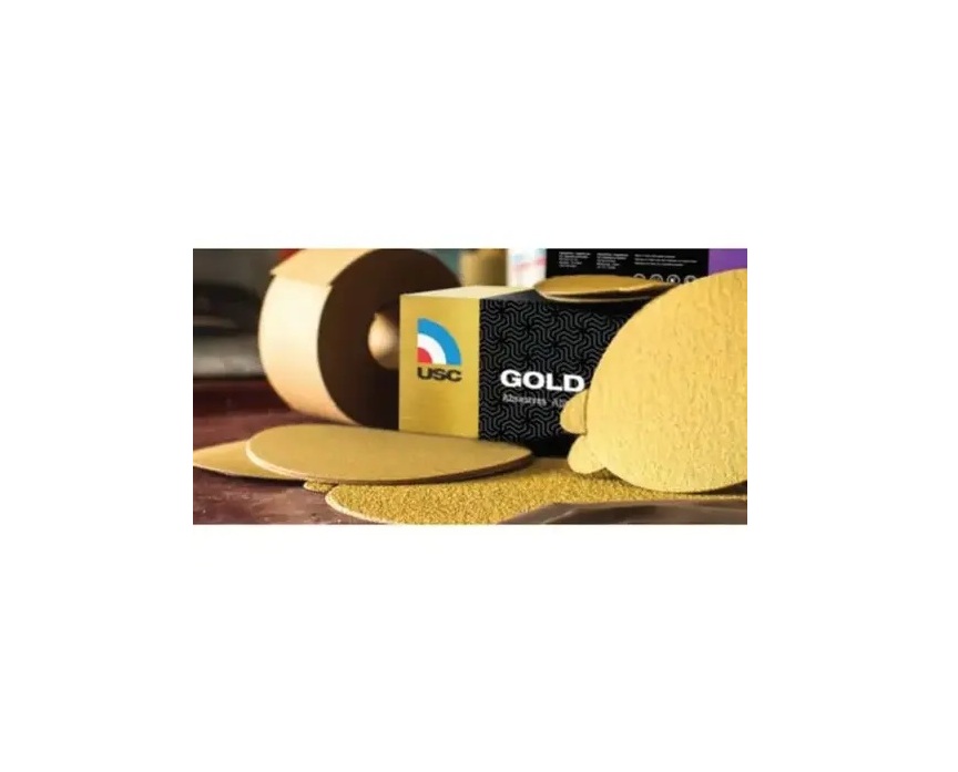 U. S. Chemical & Plastics USC-082106 5 in. USC Gold Pro PSA Attachment Abrasive Disc - P80 Grit