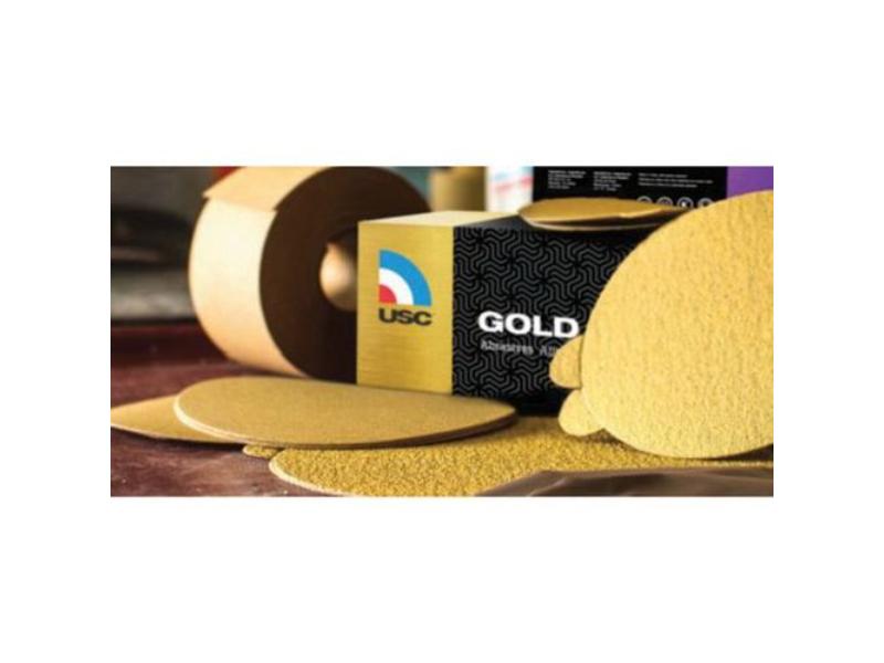 U. S. Chemical & Plastics USC-082112 5 in. USC Gold Pro PSA Attachment Abrasive Disc - P180 Grit