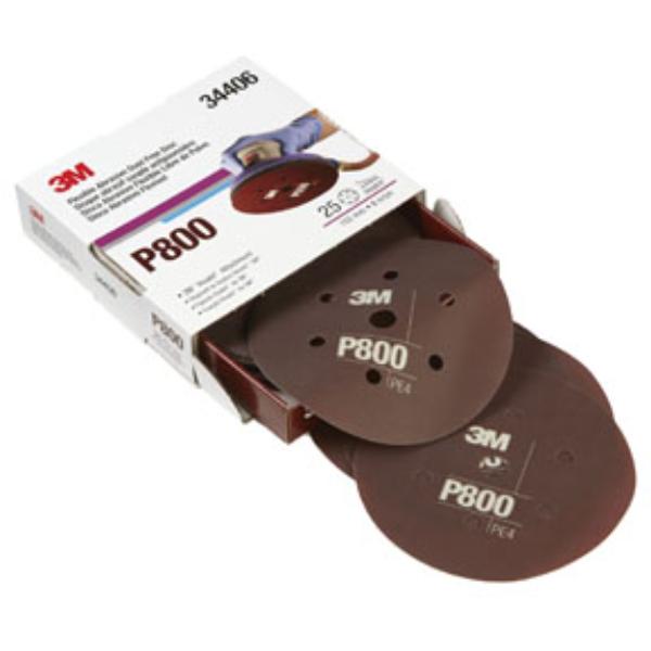 MMM-34406 6 in. 34406 Hookit 270J P800 Grit Aluminum Oxide Flexible Abrasive Disc - Red