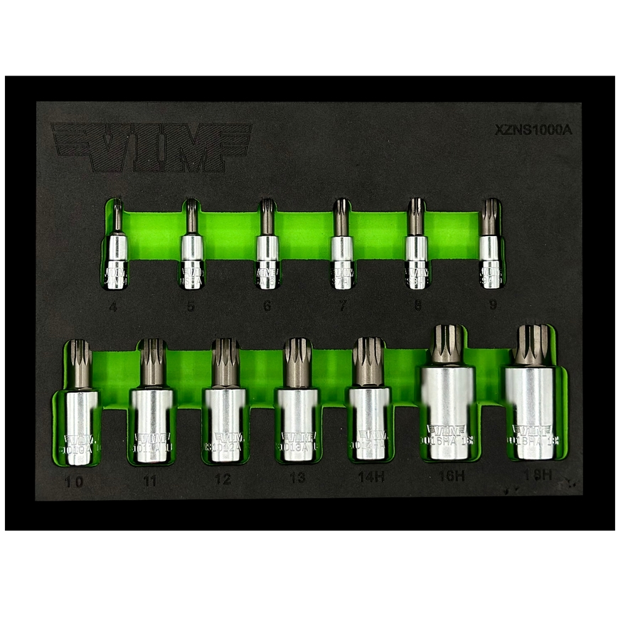 VIM-XZNS1000A XZN Triple Square Socket Set - S2 Steel - 13 Piece