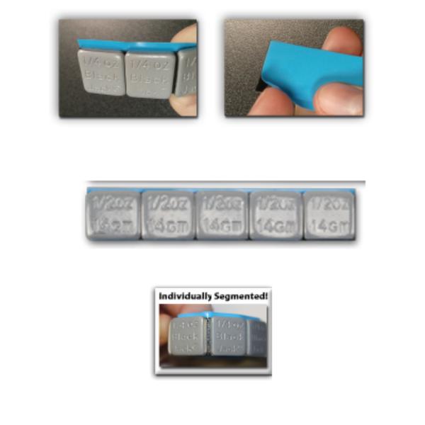 BJK-W-5050-FE-30 0.5 oz Gray Stick-on Weights on Blue Easy-Peel Tape