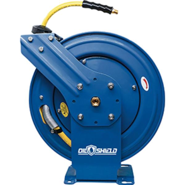 Picture of Bluebird BLB-OSRDA38100 0.375 in. x 100 ft. Oil Shield Rubber Air Hose Reel Dual Arm Assembly