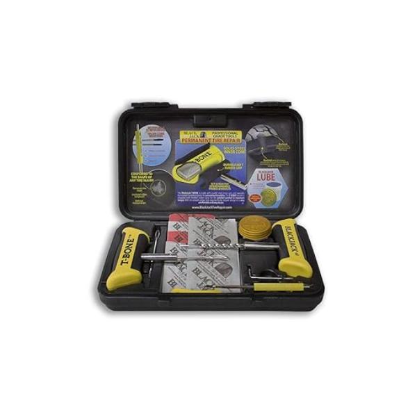 BJK-KT-330 Multi Use Tire Repair Kit with T-Bone Handles & Screwdriver - Black