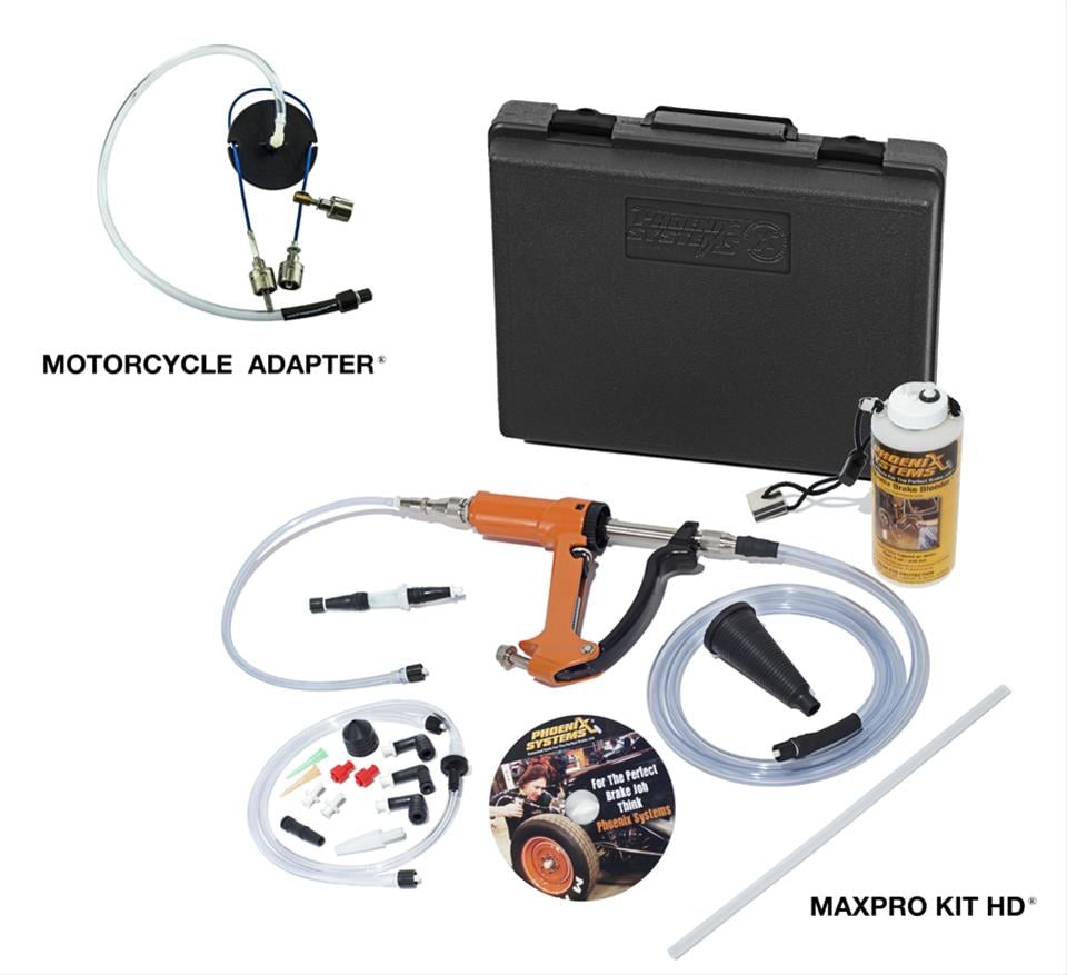 PHO-2002HD-MC-B MaxPro Brake Bleeder Kit with Motorcycle & ATV Adapter