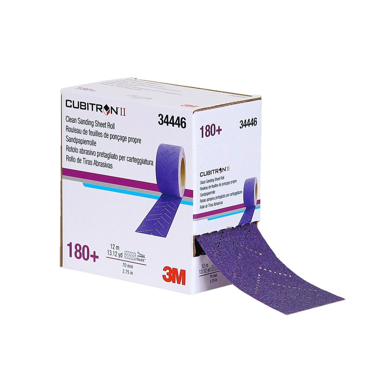 -34446 70 mm x 12 m - 180 Plus Grade Cubitron II Hookit Clean Sanding Sheet Roll