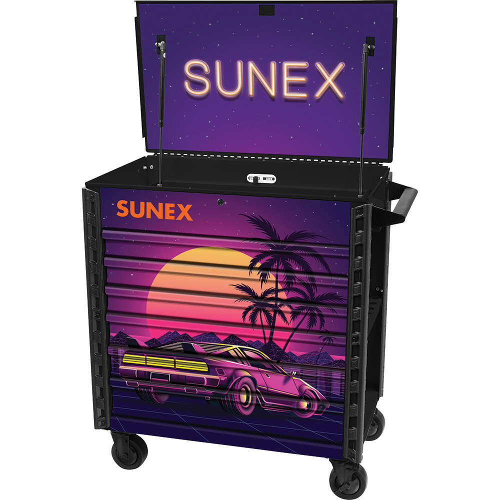 SUU-8057XTBKRETRO Premium Full Drawer Service Cart with Retro Graphics