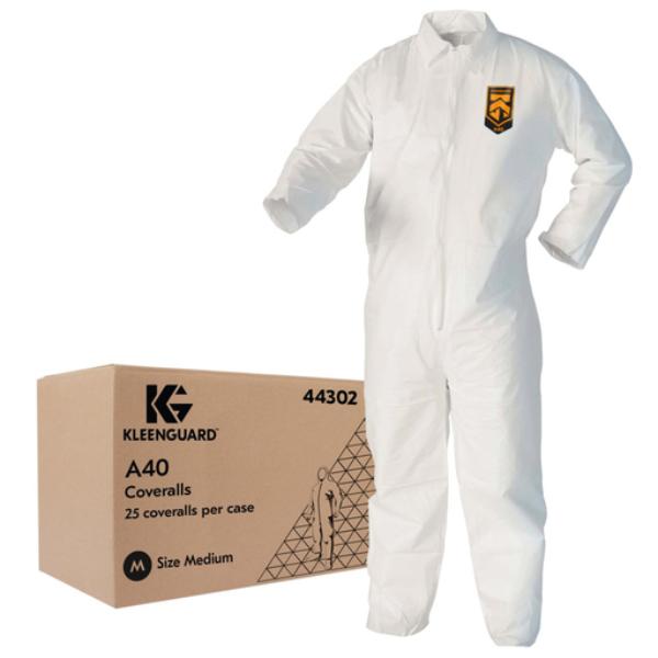 MFX-44302 KleenGuard A40 Protective Coveralls - Liquid & Particle Protection Apparel, White - Medium