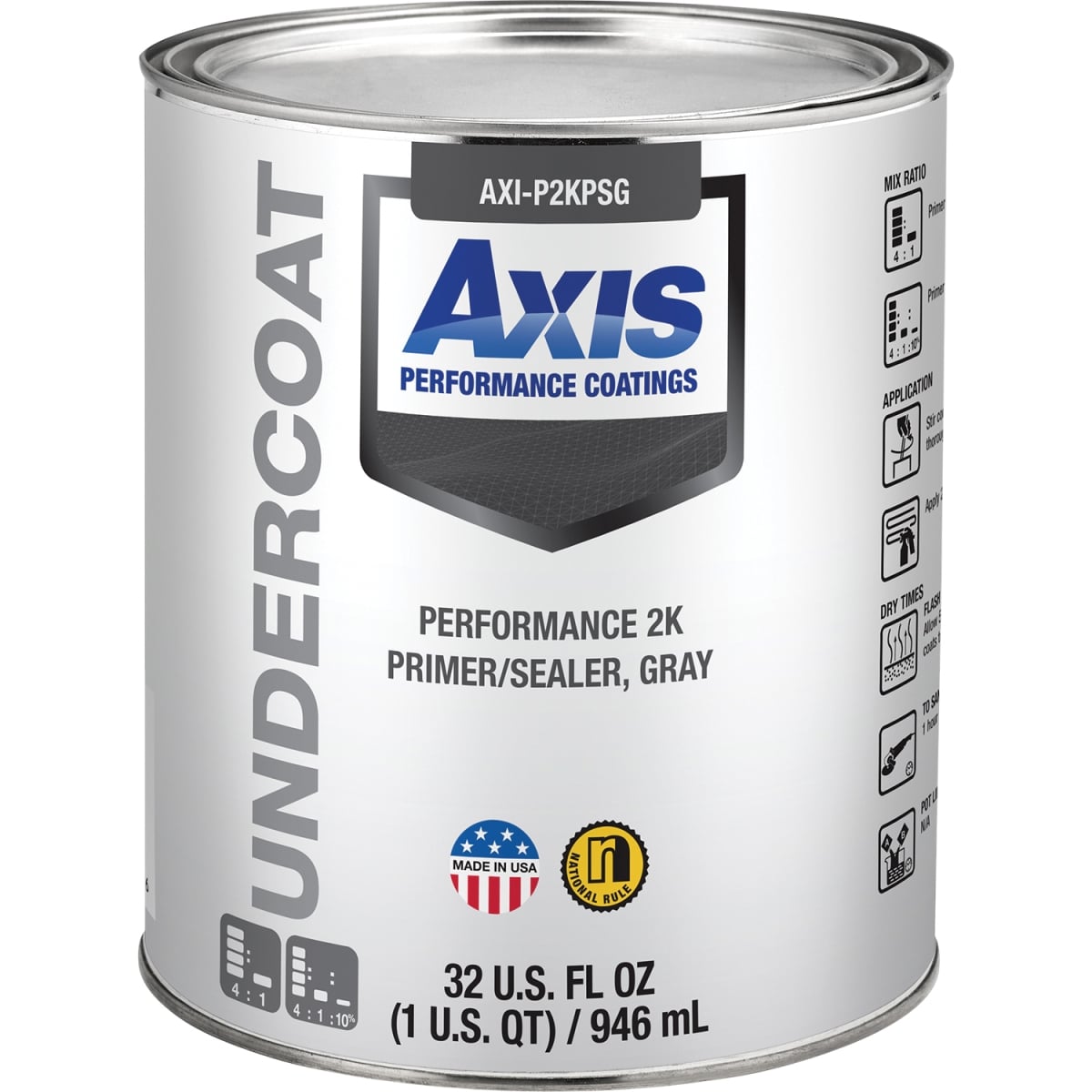 AXI-P2KPSGQ Low VOC Performance 2K Primer Sealer, Gray