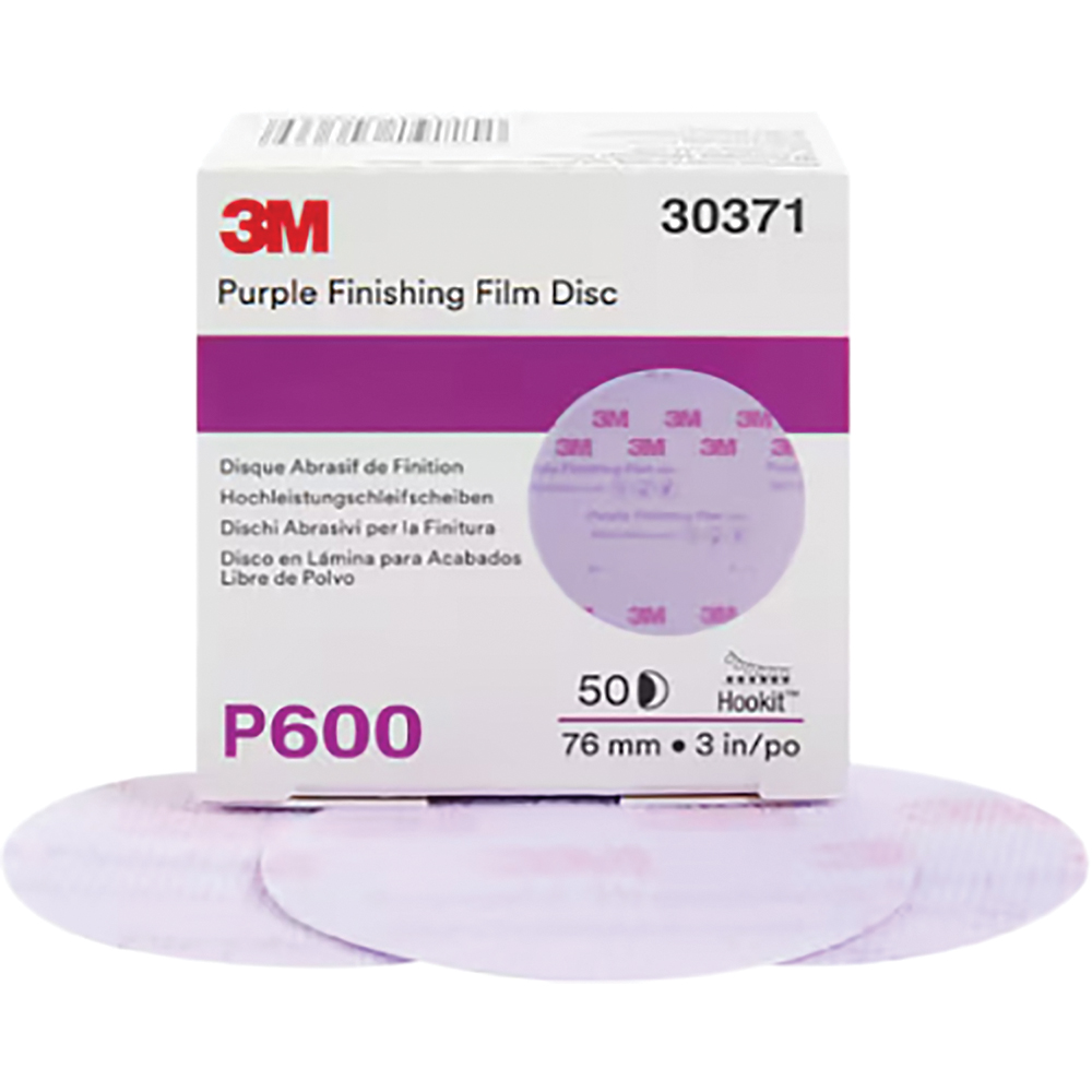 MMM-30371 3 in. Hookit Purple Finishing Film Abrasive Disc 260L - P600 - Pack of 50