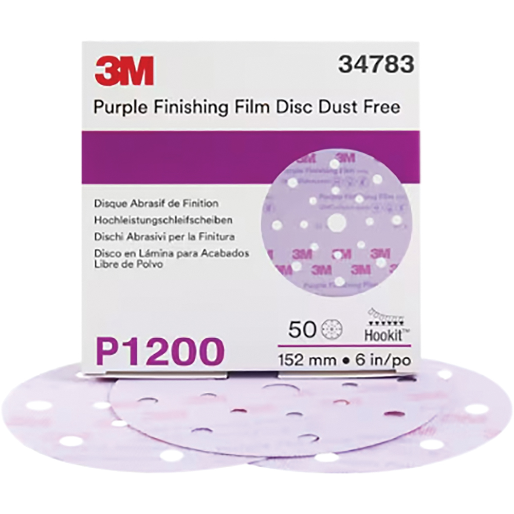 MMM-34783 6 in. P1200 17H Hookit Finishing Dust-Free Film Disc - Pack of 50