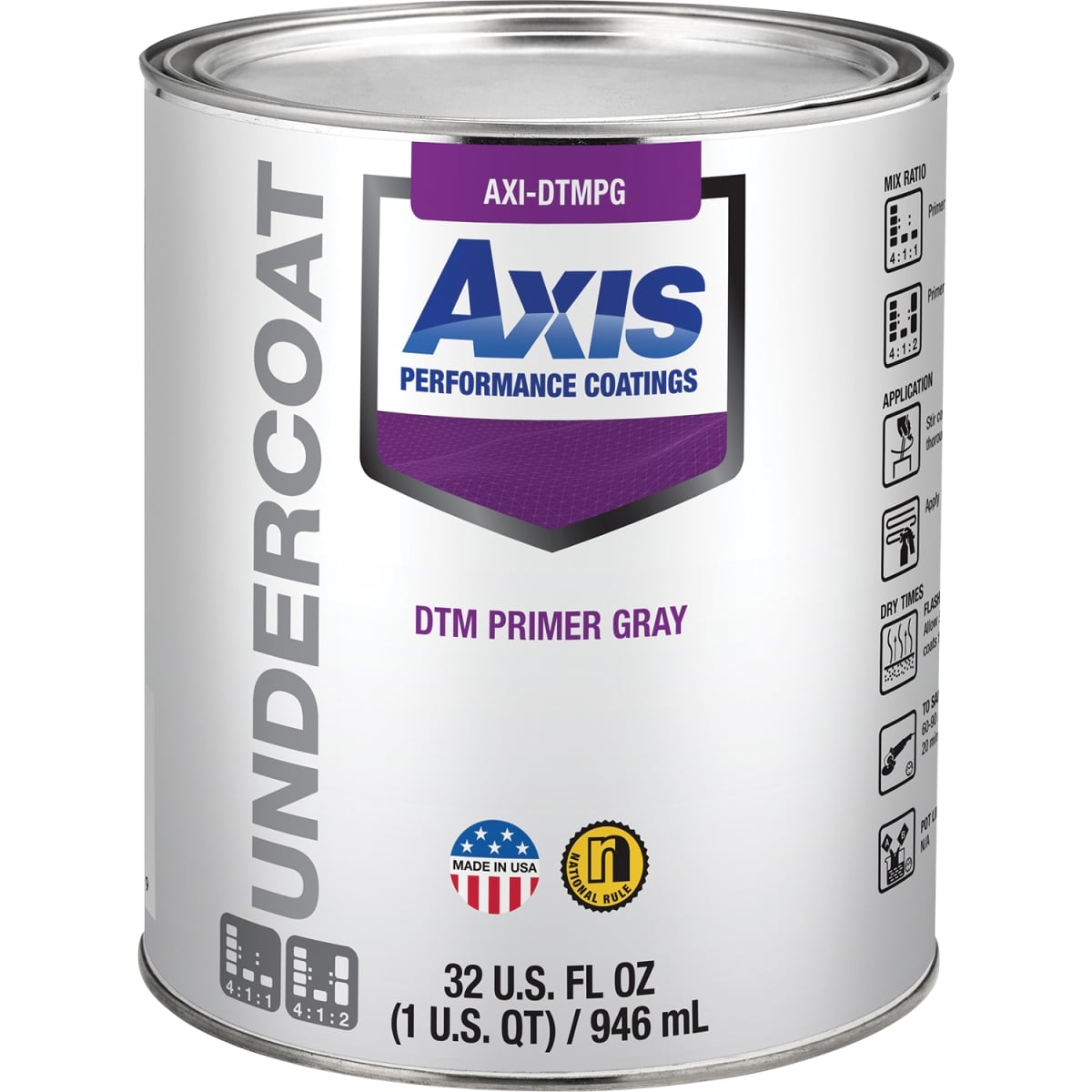 AXI-DTMPGQ 1 qt. DTM Primer, Gray - Low VOC