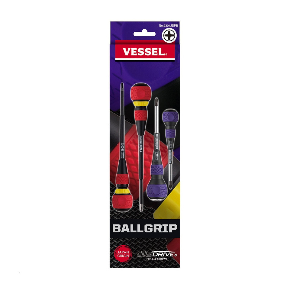VST-2304JSPB Ball Grip Jis Screwdriver Set - 4 Piece